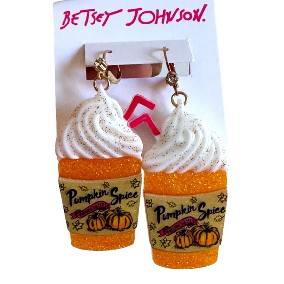New Betsey Johnson Pumpkin Spice Latte Earrings - Picture 5 of 10